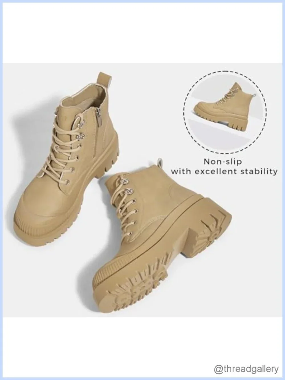 Platform Ankle Boots with Zipper Non-Slip Outsole Faux Leather Chunky Wedge